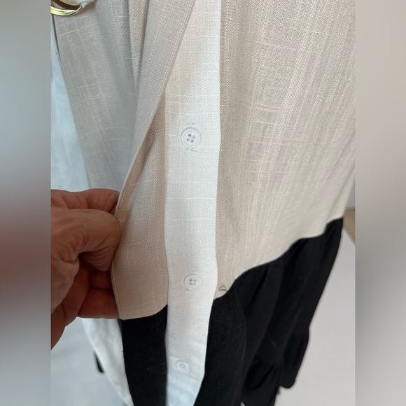 H HALTON MAXI DRESS TIERED LINEN BLEND COLOR BLOCK SIZE M NWT - Picture 13 of 14